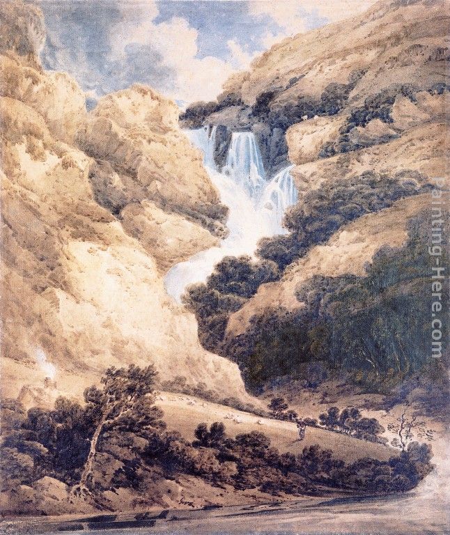 Ogwen Falls, North Wales painting - Thomas Girtin Ogwen Falls, North Wales art painting